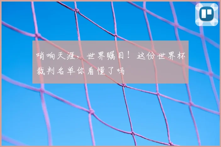 哨响天涯，世界瞩目！这份世界杯裁判名单你看懂了吗